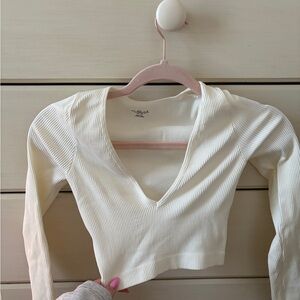 Urban Outfitters Cream Ribbed Top